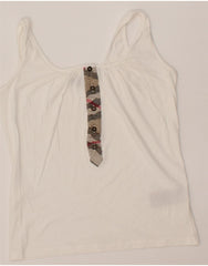 BURBERRY Womens Vest Top UK 8 Small White Cotton