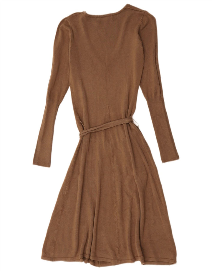 Zara Womens Long Sleeve Jumper Dress UK 12 Medium Brown