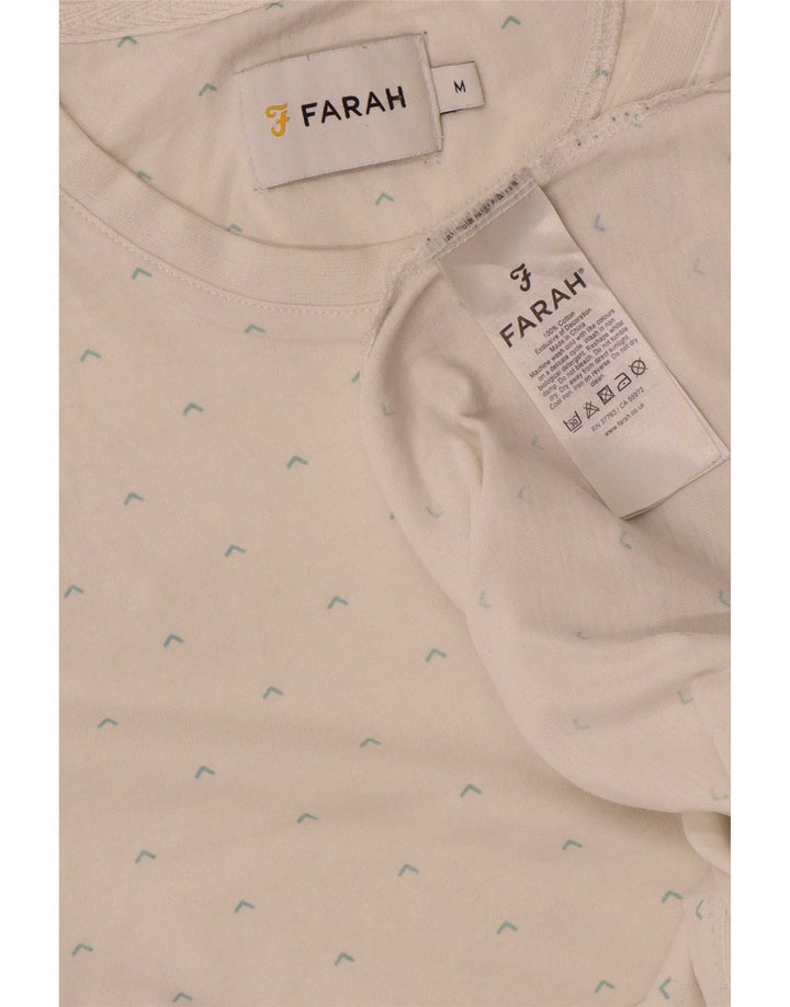 Farah Mens Abstract Pattern T-Shirt Top Medium White Cotton