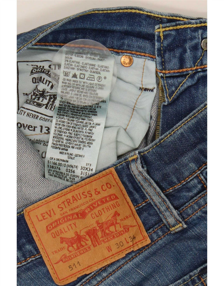 Levi's Womens 511 Slim Jeans W30 L34 Blue Cotton