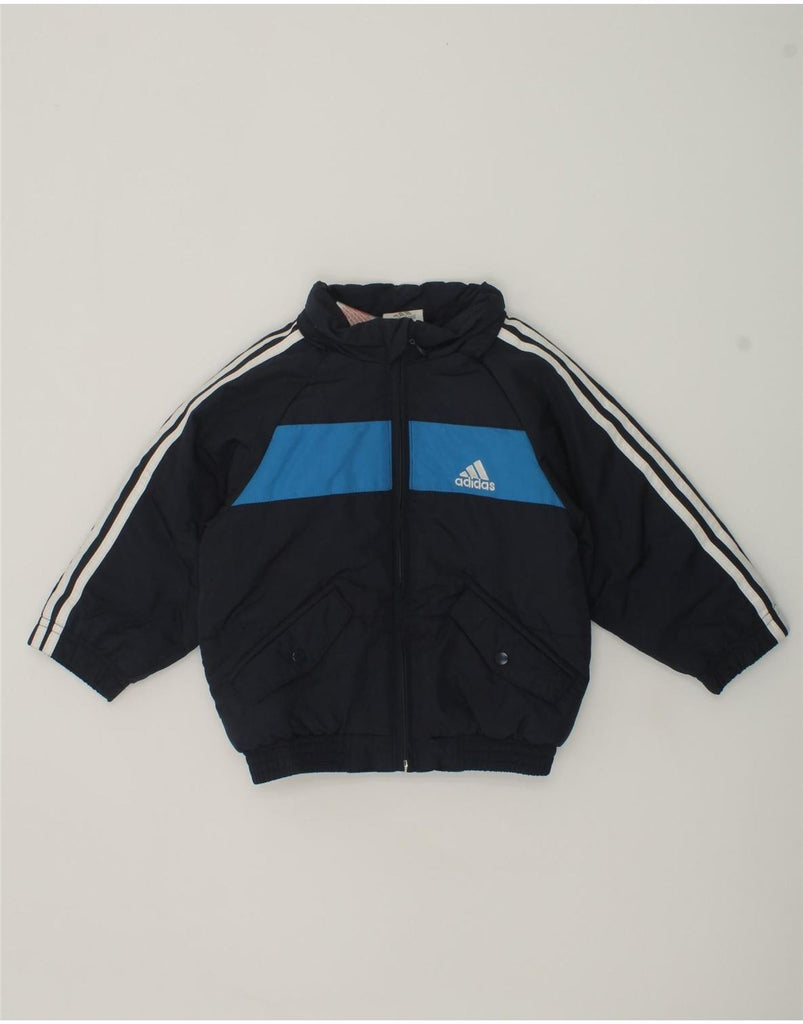 ADIDAS Baby Boys Padded Jacket 9-12 Months Navy Blue Colourblock Polyester | Vintage Adidas | Thrift | Second-Hand Adidas | Used Clothing | Messina Hembry 