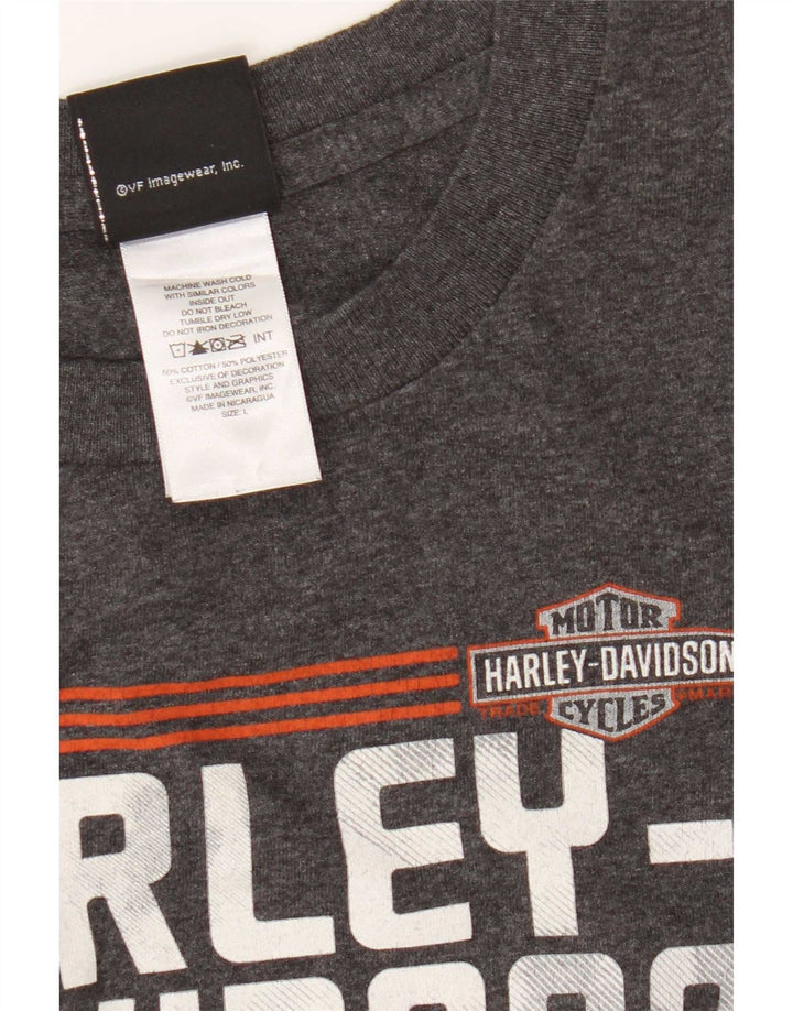 Harley Davidson Womens Graphic Top Long Sleeve UK 14 Large Grey Cotton