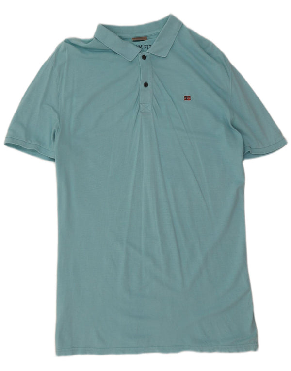 Napapijri Mens Slim Fit Polo Shirt Large Blue Cotton