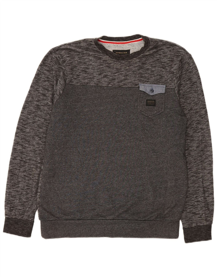 Quiksilver Mens Sweatshirt Jumper Large Grey Flecked Cotton