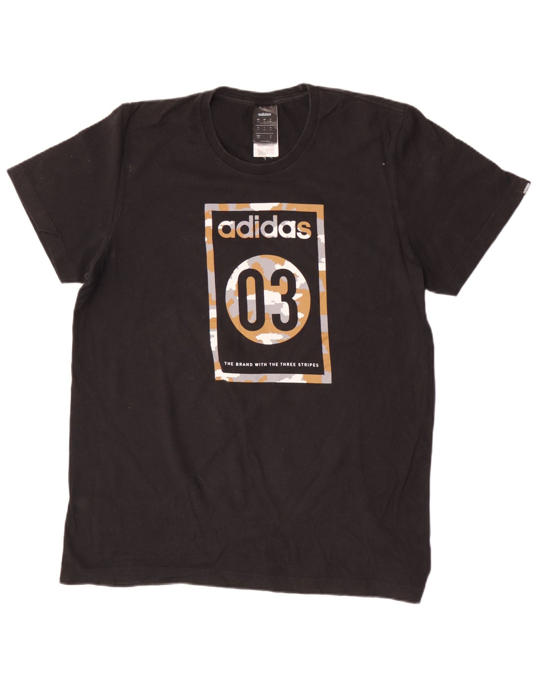 Adidas Mens Graphic T-Shirt Top Medium Black Cotton