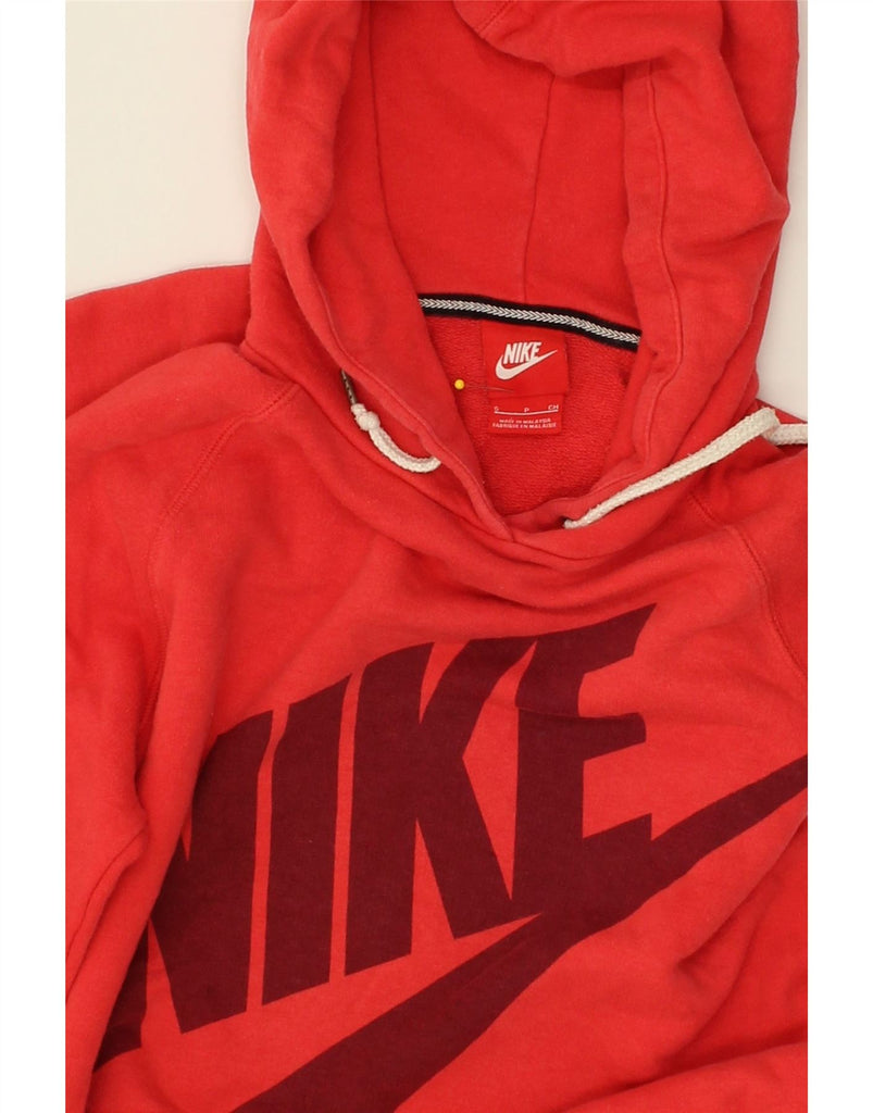 NIKE Womens Graphic Hoodie Jumper UK 10 Small Red Cotton | Vintage Nike | Thrift | Second-Hand Nike | Used Clothing | Messina Hembry 