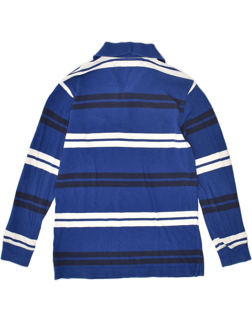 TOMMY HILFIGER Boys Long Sleeve Polo Shirt 12-13 Years Large  Blue Striped | Vintage Tommy Hilfiger | Thrift | Second-Hand Tommy Hilfiger | Used Clothing | Messina Hembry 