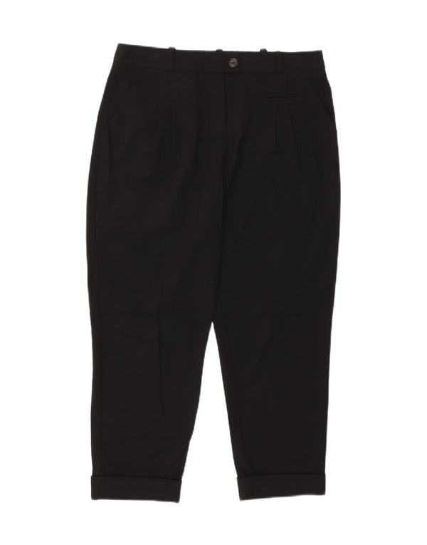 TOPSHOP Womens Tapered Cropped Trousers UK 10 Small  W31 L23 Black