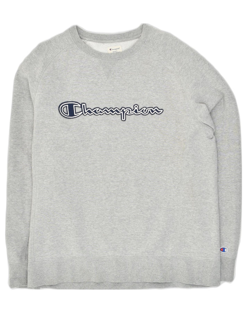 CHAMPION Womens Sweatshirt Jumper UK 16 Large Grey Cotton | Vintage Champion | Thrift | Second-Hand Champion | Used Clothing | Messina Hembry 