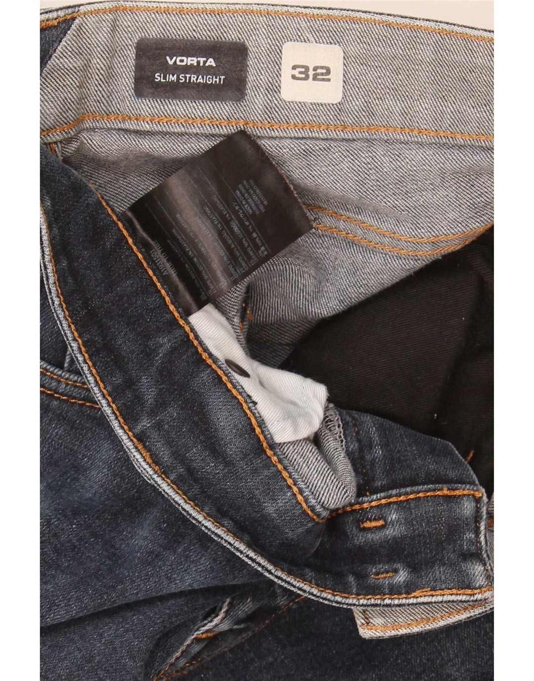 Volcom Mens Vorta Slim Straight Jeans W32 L31 Navy Blue Cotton