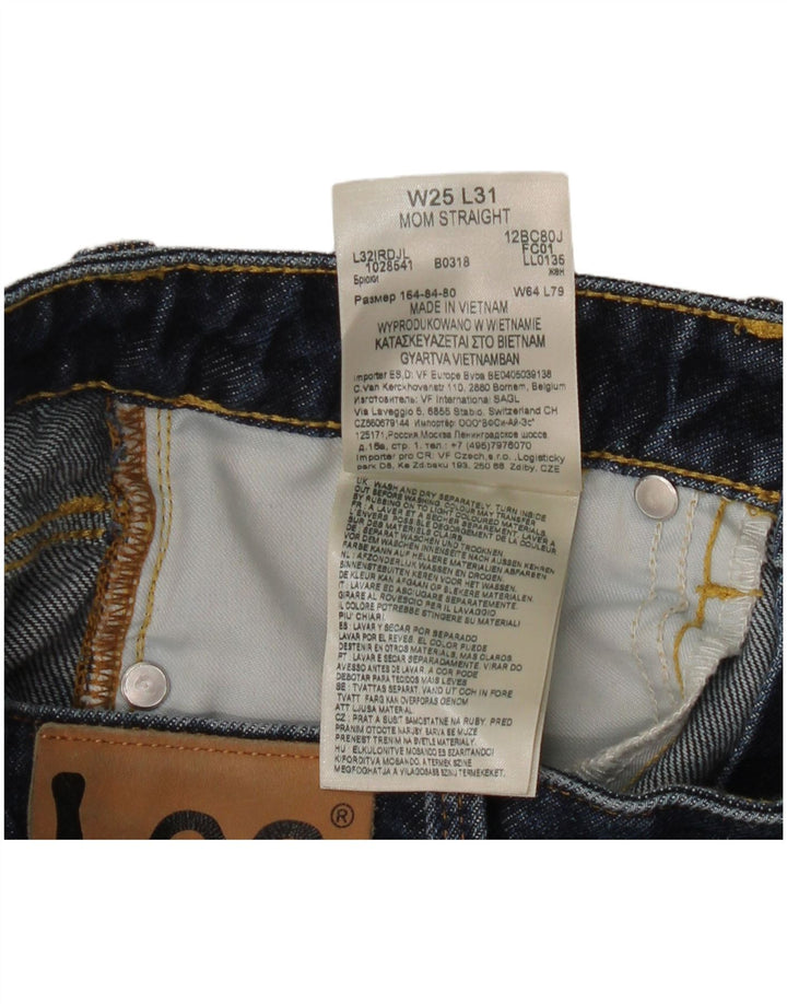 Lee Womens Mom Straight Jeans W25 L27 Navy Blue Cotton