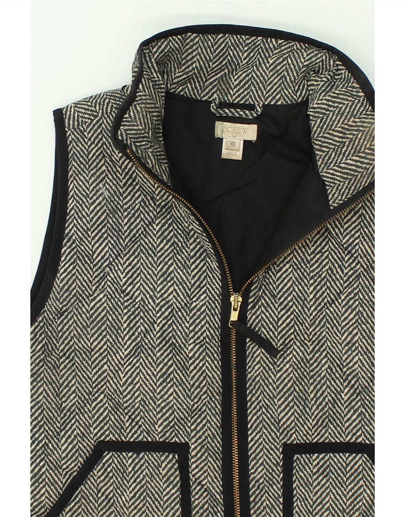 J. CREW Womens Quilted Gilet UK 6 XS Grey Herringbone Polyester | Vintage J. Crew | Thrift | Second-Hand J. Crew | Used Clothing | Messina Hembry 