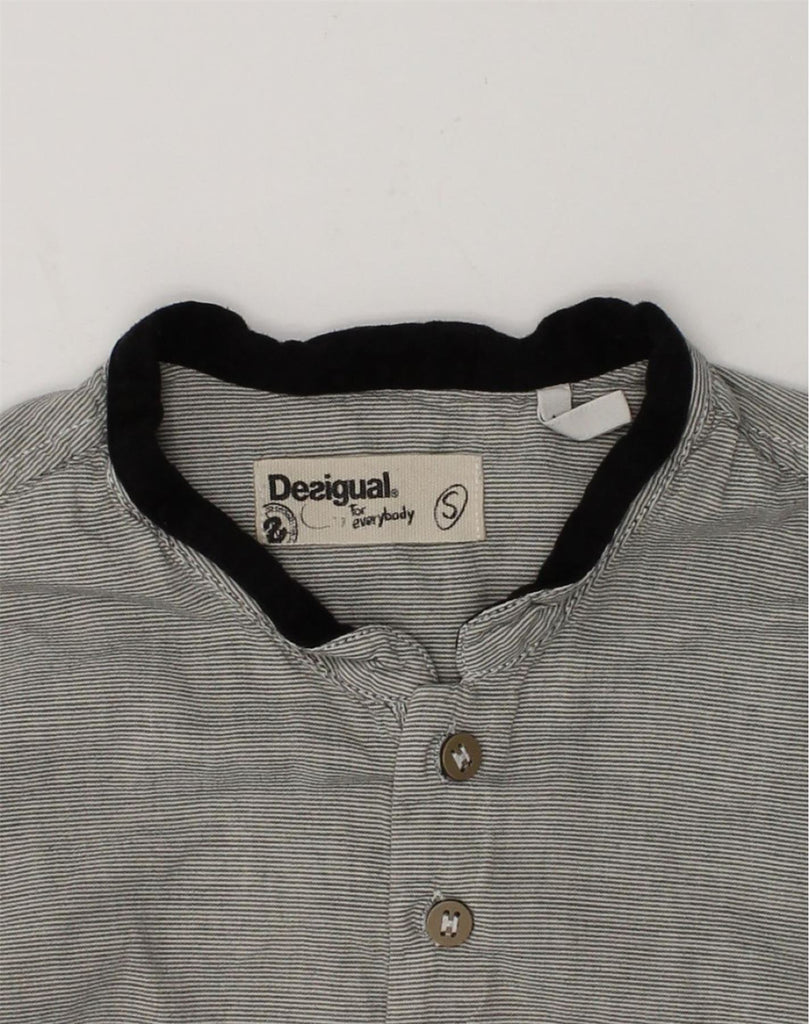 DESIGUAL Mens Pullover Shirt Small Grey Pinstripe Cotton | Vintage Desigual | Thrift | Second-Hand Desigual | Used Clothing | Messina Hembry 