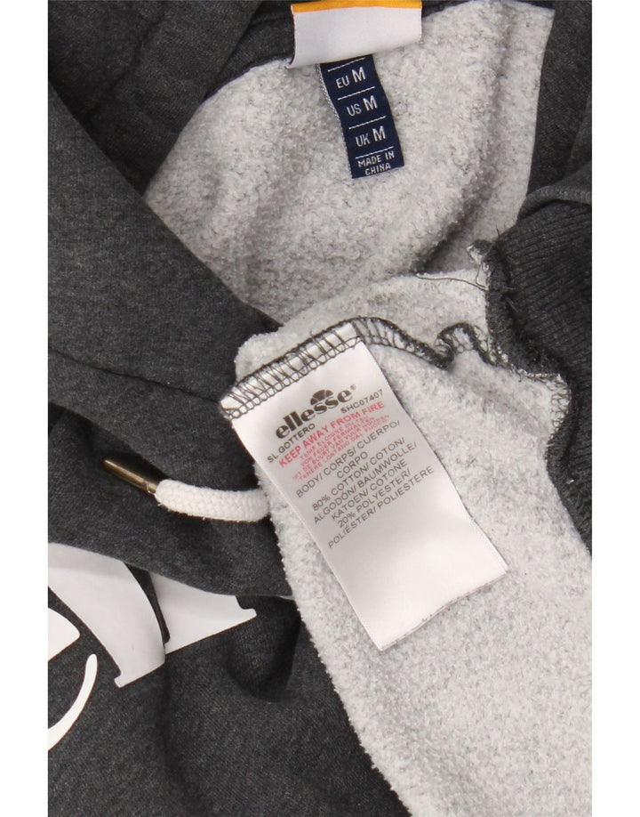 Ellesse Mens Graphic Hoodie Jumper Medium Grey Cotton