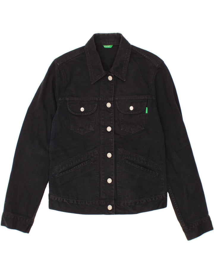 BENETTON Womens Denim Jacket UK 10 Small Navy Blue Cotton Vintage Benetton and Second-Hand Benetton from Messina Hembry 