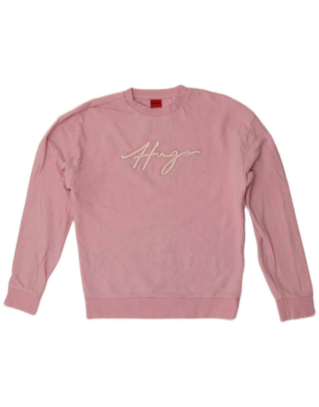 Hugo Boss Womens Graphic Sweatshirt Jumper UK 14 Medium Pink Cotton