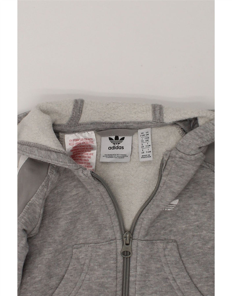 ADIDAS Baby Boys Zip Hoodie Sweater 3-6 Months Grey Cotton | Vintage Adidas | Thrift | Second-Hand Adidas | Used Clothing | Messina Hembry 