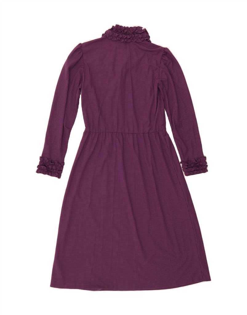 VINTAGE Womens A-Line Dress UK 10 Small Purple Pinstripe Polyester Vintage Vintage and Second-Hand Vintage from Messina Hembry 