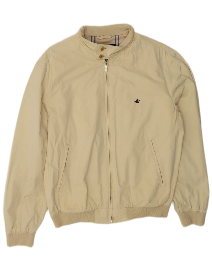 Brooksfield Mens Bomber Jacket IT 46 Small Beige Polyester