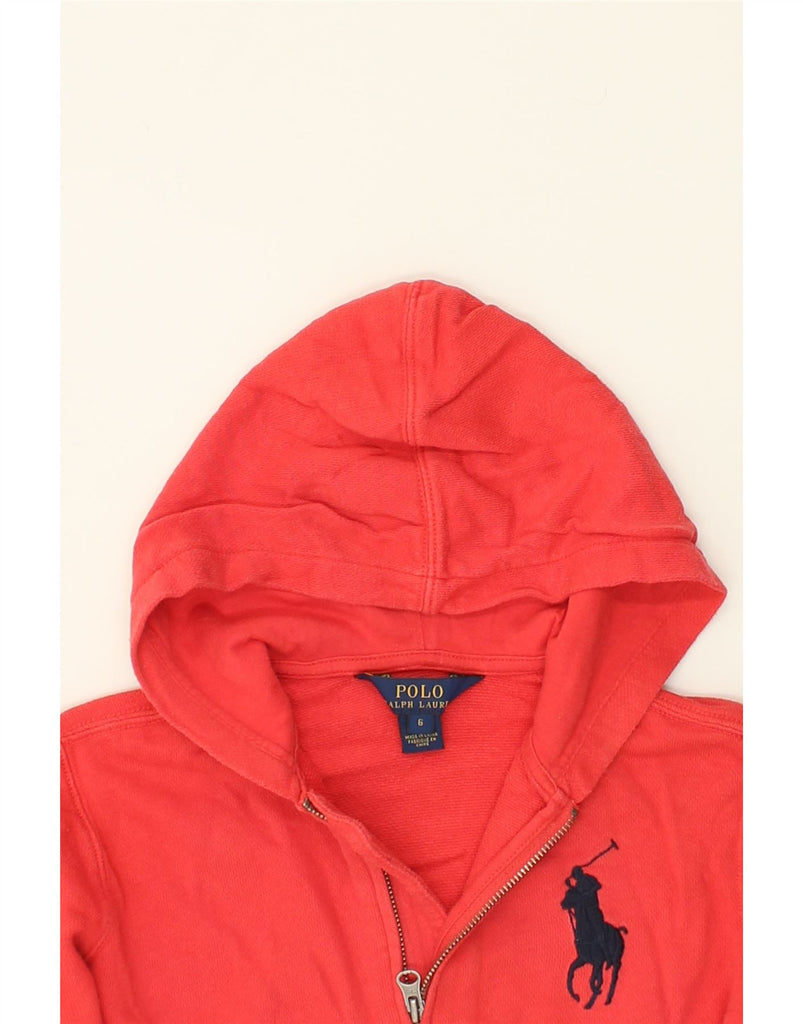 POLO RALPH LAUREN Girls Zip Hoodie Sweater 5-6 Years Red Cotton | Vintage Polo Ralph Lauren | Thrift | Second-Hand Polo Ralph Lauren | Used Clothing | Messina Hembry 