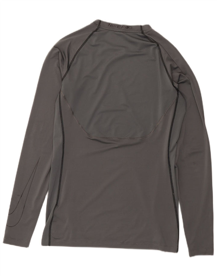 Nike Mens Dri Fit Top Long Sleeve Medium Grey Polyester