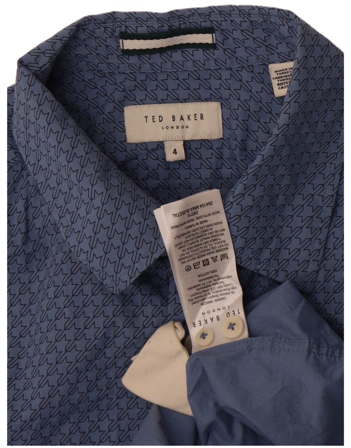 Ted Baker Mens Shirt Size 4 Large Blue Geometric Cotton
