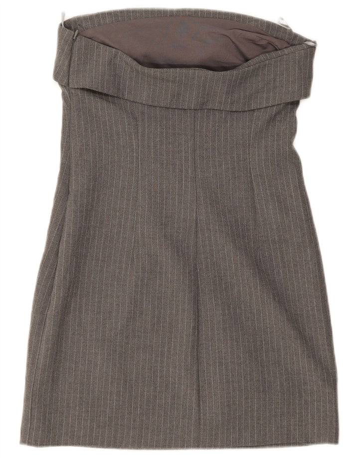 Zara Womens Strapless Dress UK 8 Small Grey Pinstripe