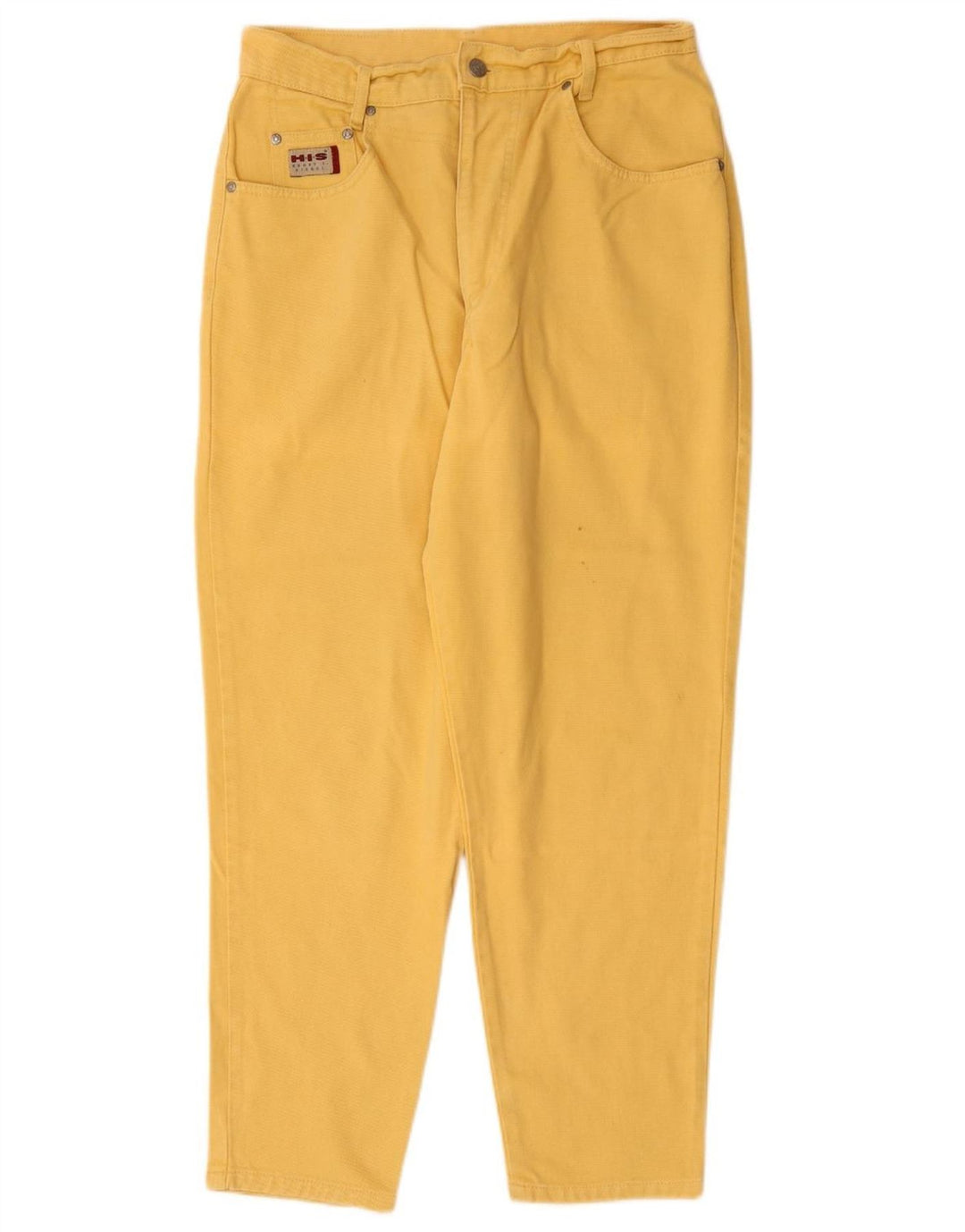 H.I.S Womens High Waist Tapered Jeans UK 18 XL W32 L28 Yellow Cotton