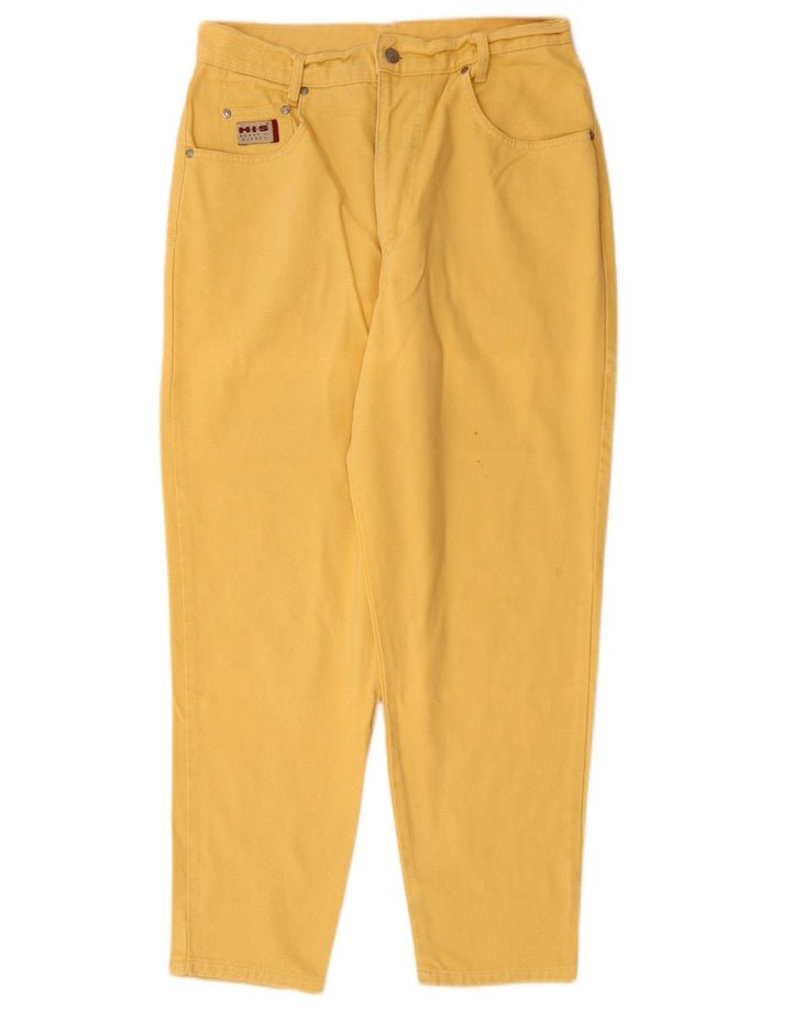 H.I.S Womens High Waist Tapered Jeans UK 18 XL W32 L28 Yellow Cotton