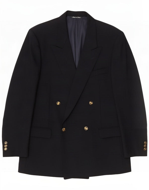 Reda Mens Double Breasted Blazer Jacket IT 54 2XL Navy Blue Virgin Wool