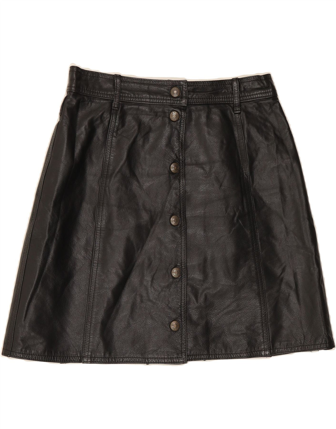 MAX&CO. Womens Leather A-Line Skirt UK 14 Medium W28  Black Leather Vintage Max&Co. and Second-Hand Max&Co. from Messina Hembry 