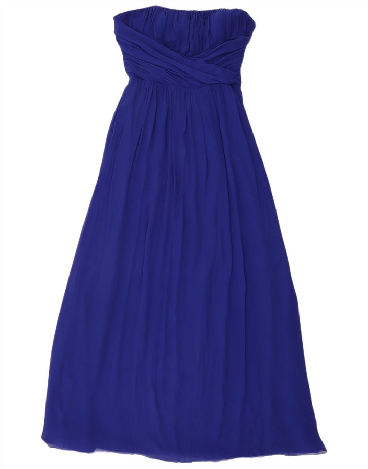 Ted Baker Womens Maxi Strapless Dress Size 3 Medium Blue Silk