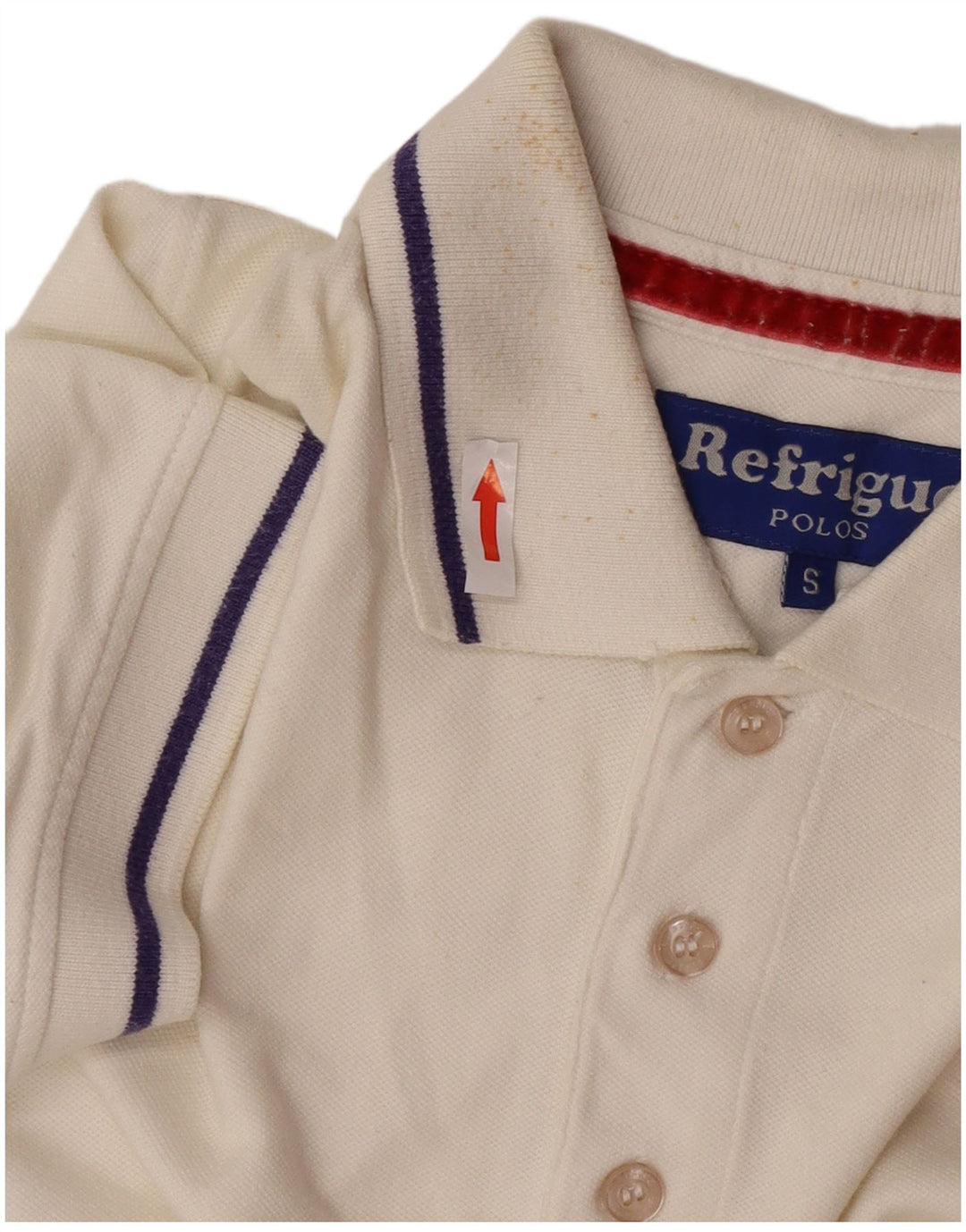Refrigue Mens Polo Shirt Small White Cotton