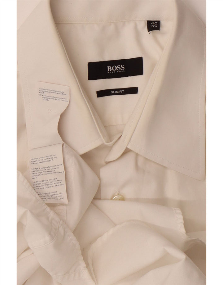 HUGO BOSS Mens Slim Fit Shirt Size 15 1/2 40 Medium White Cotton Vintage Hugo Boss and Second-Hand Hugo Boss from Messina Hembry 