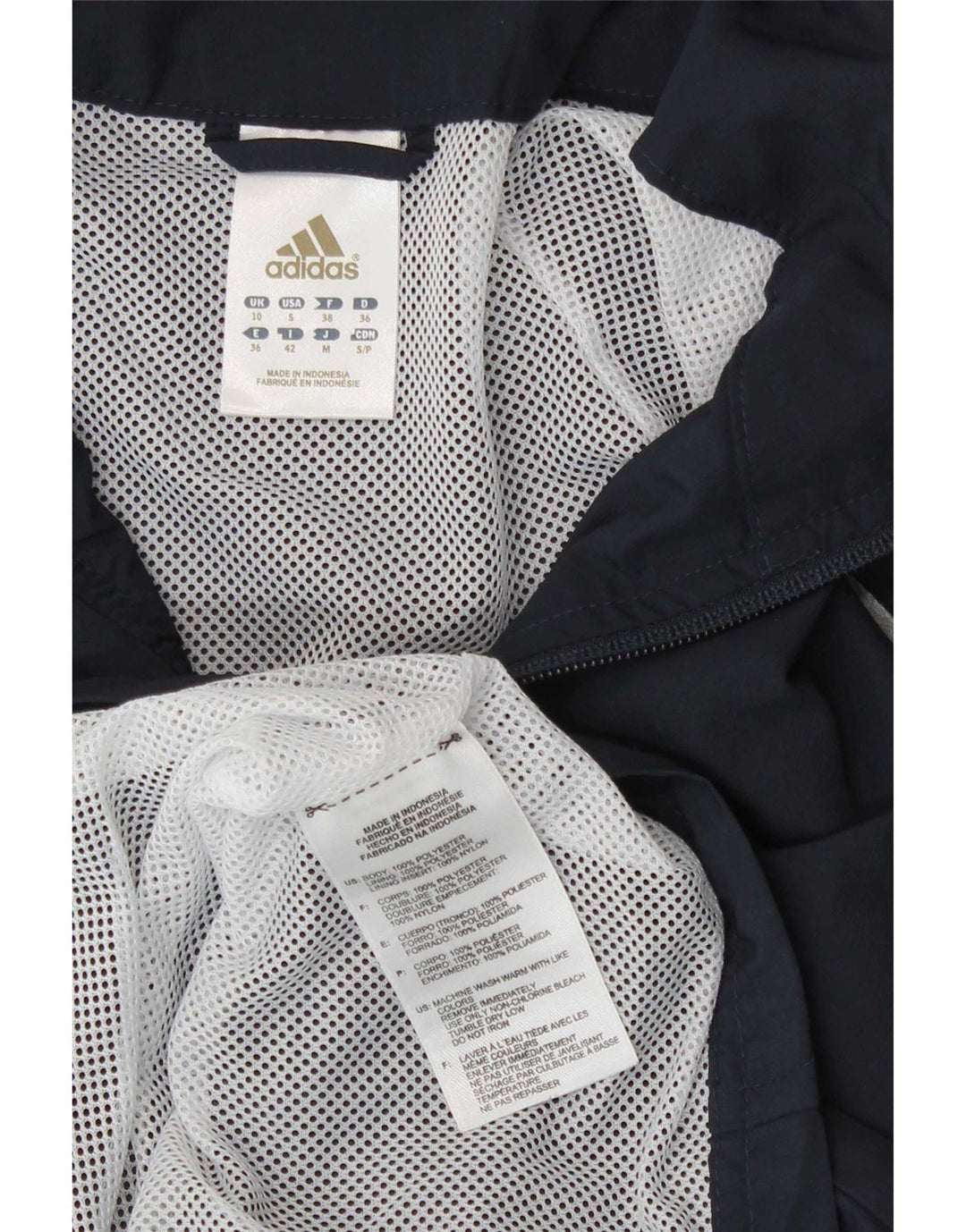 Adidas Womens Tracksuit Top Jacket UK 10 Small Navy Blue Polyester