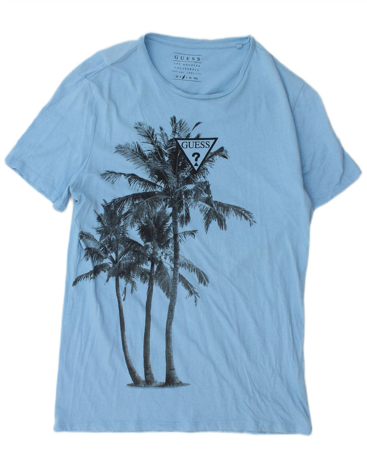Guess Mens Graphic T-Shirt Top Medium Blue