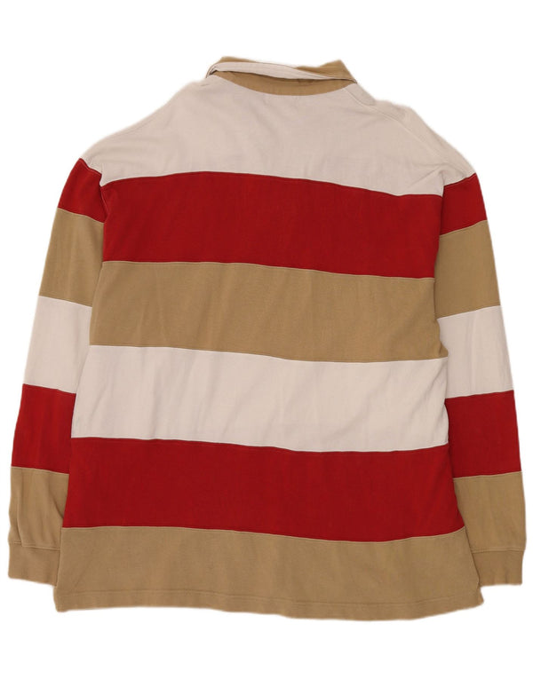 Kappa Mens Long Sleeve Rugby Polo Shirt 2XL Multicoloured Striped Cotton