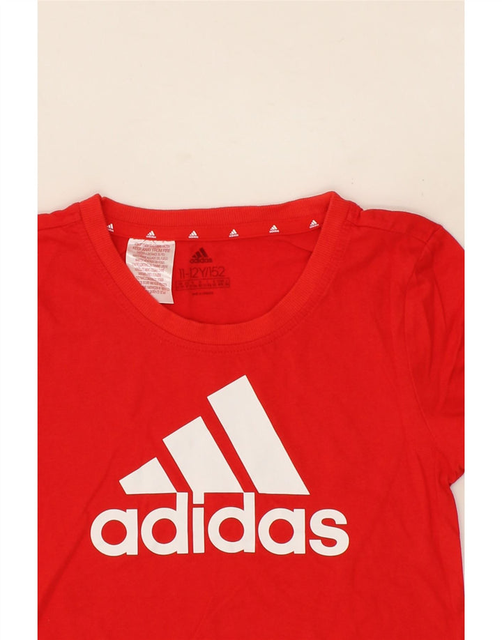 ADIDAS Boys Graphic T-Shirt Top 11-12 Years Red Vintage Adidas and Second-Hand Adidas from Messina Hembry 