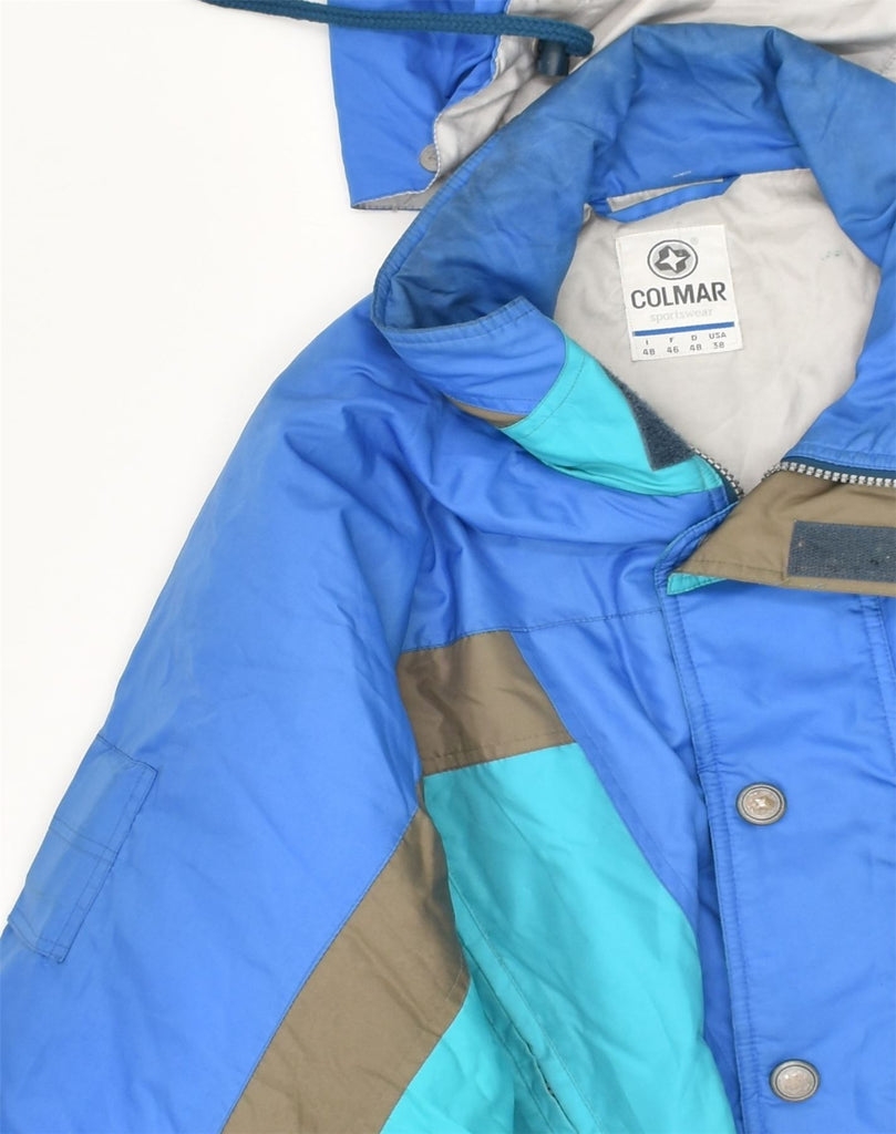 COLMAR Mens Hooded Windbreaker Jacket IT 48 Medium Blue Colourblock | Vintage Colmar | Thrift | Second-Hand Colmar | Used Clothing | Messina Hembry 