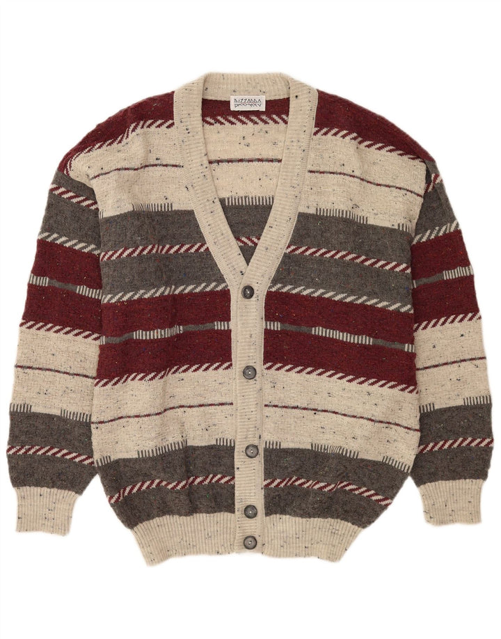 Bizzarro Mens Cardigan Sweater IT 46/48 Small Multicoloured Striped Wool