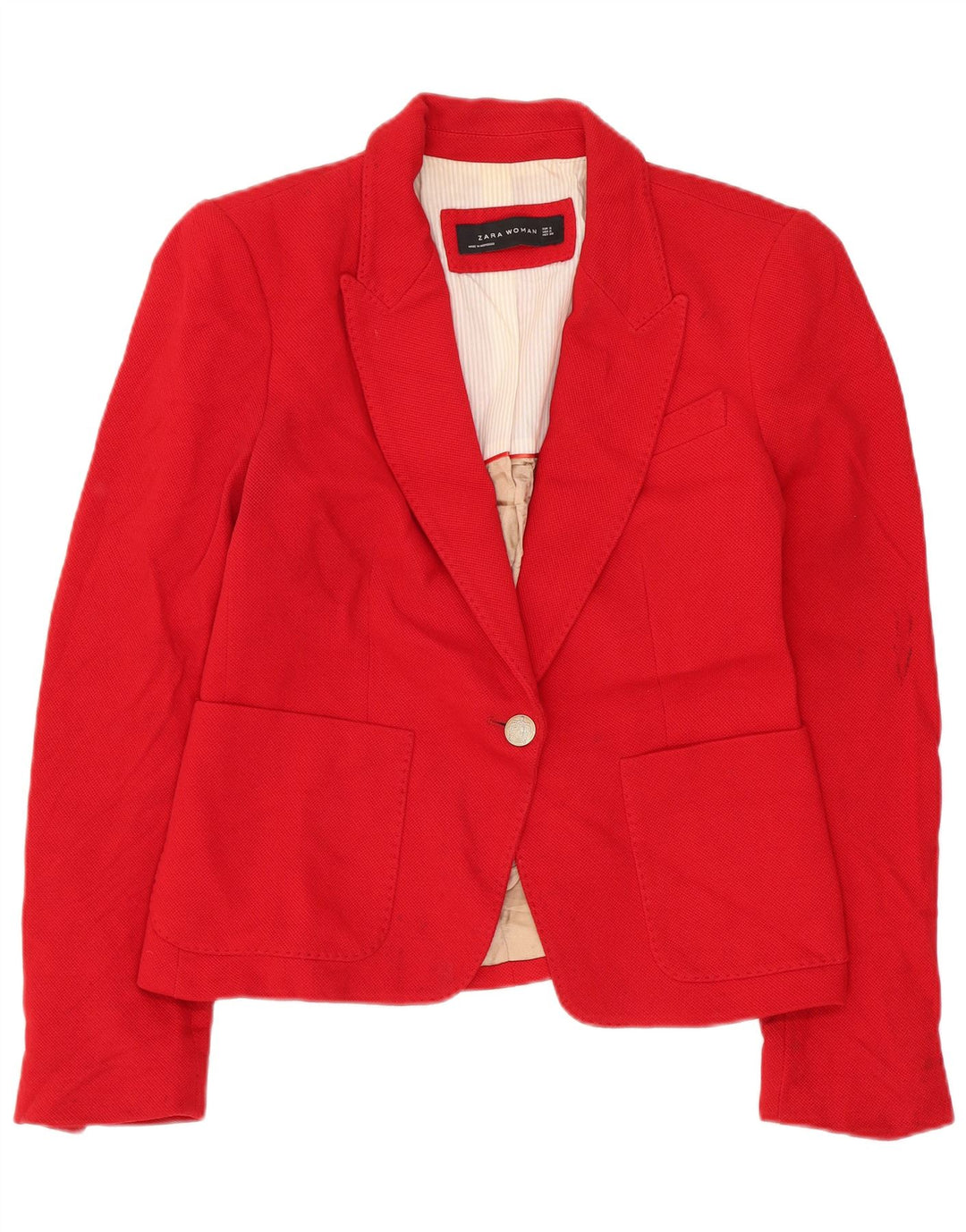 Zara Womens 1 Button Blazer Jacket UK 10 Small Red