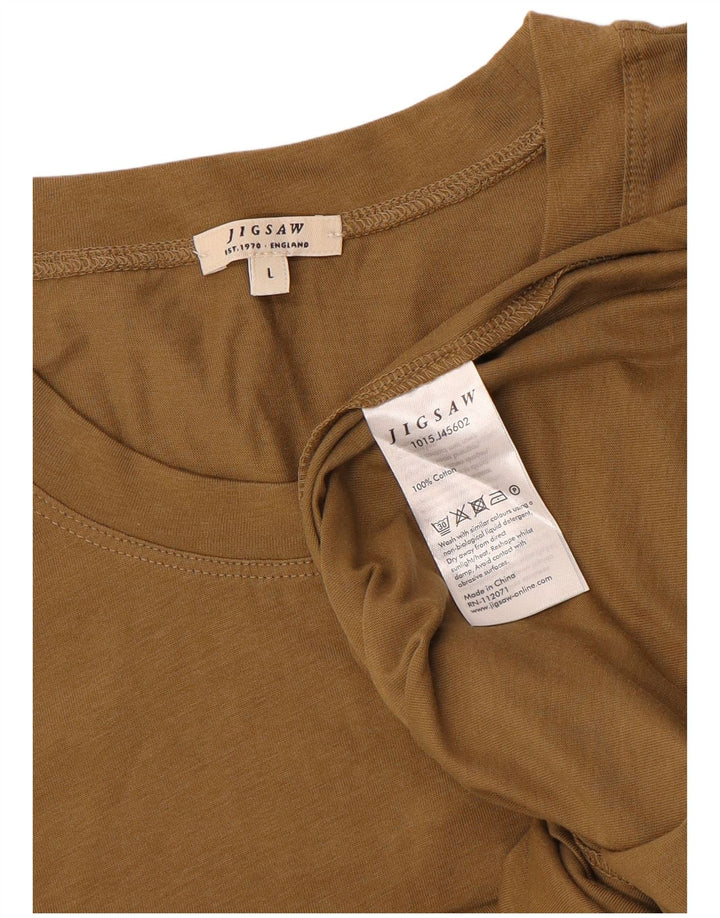 Jigsaw Mens T-Shirt Top Large Brown Cotton