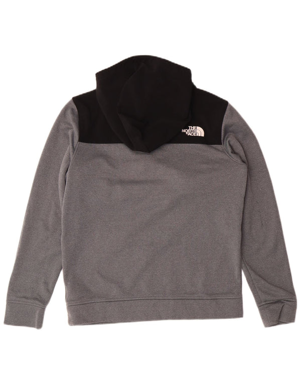 THE NORTH FACE Boys Zip Neck Hoodie Jumper 14-15 Years XL Grey Colourblock