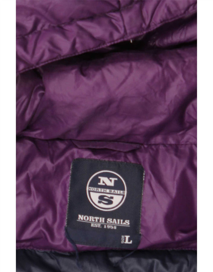 North Sails Womens Hooded Padded Jacket UK 16 Large Purple Polyamide