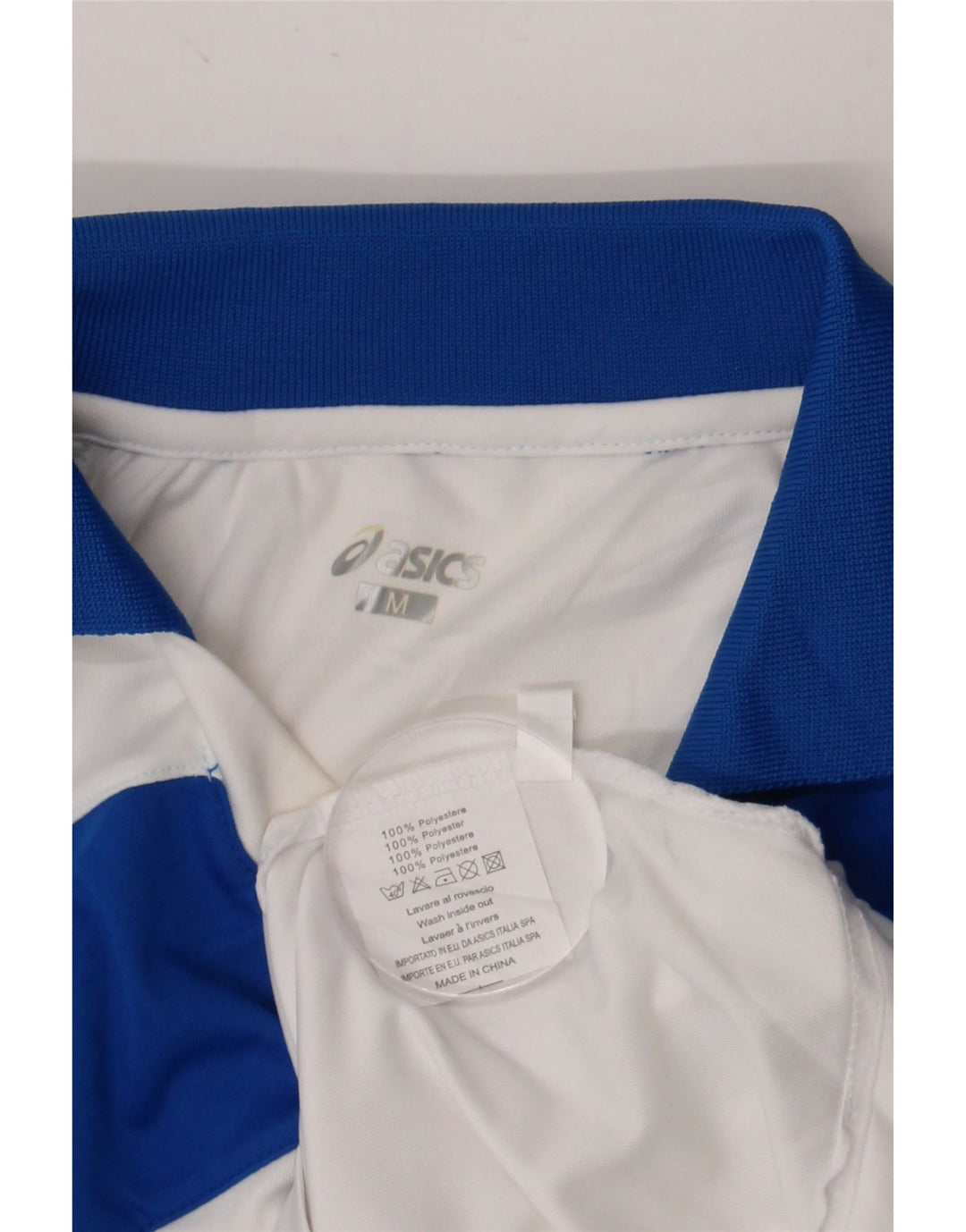 ASICS Mens Polo Shirt Medium White Colourblock Polyester