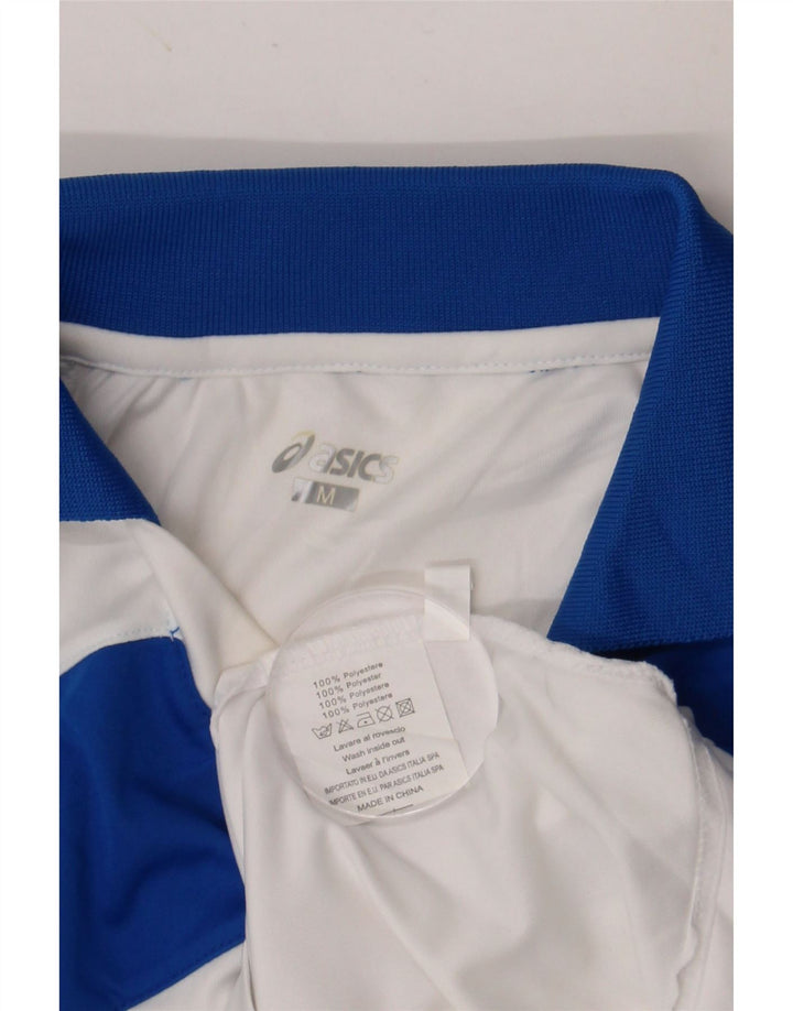 ASICS Mens Polo Shirt Medium White Colourblock Polyester