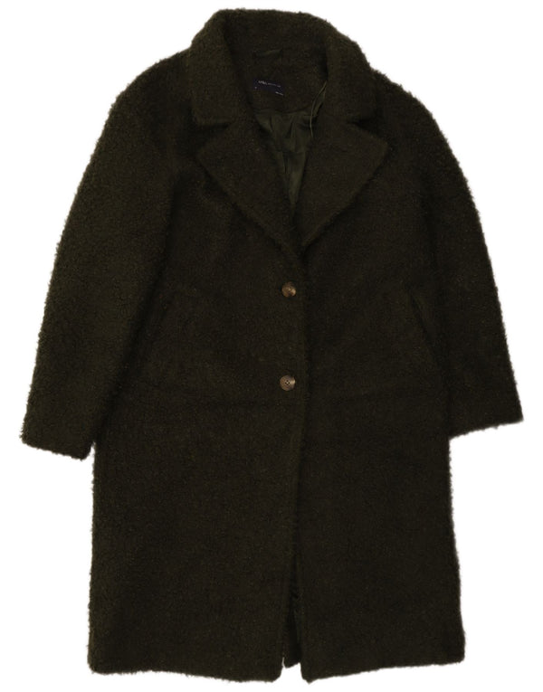 Marks & Spencer Womens Loose Fit Overcoat UK 12 Medium Green Polyester