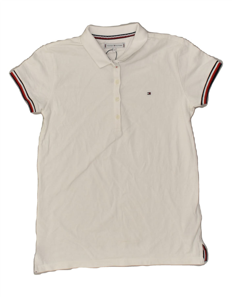 TOMMY HILFIGER Girls Polo Shirt 13-14 Years White Cotton | Vintage Tommy Hilfiger | Thrift | Second-Hand Tommy Hilfiger | Used Clothing | Messina Hembry 