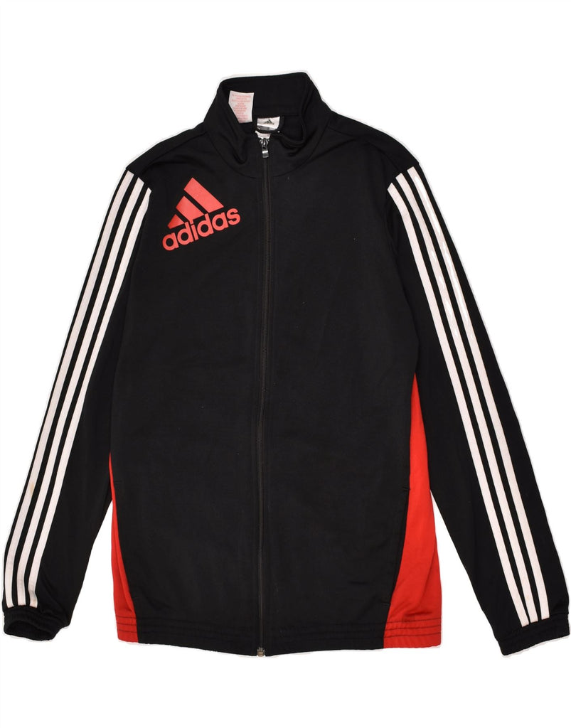 ADIDAS Boys Graphic Tracksuit Top Jacket 15-16 Years Black Colourblock | Vintage Adidas | Thrift | Second-Hand Adidas | Used Clothing | Messina Hembry 