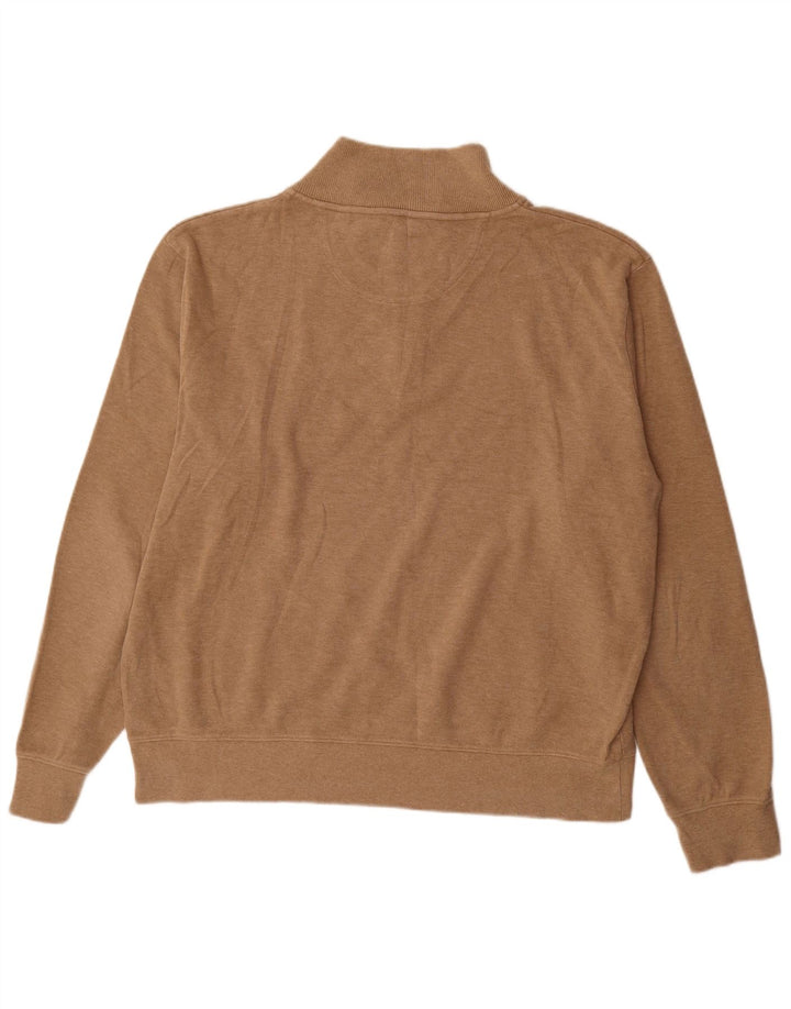 Gant Mens Zip Neck Jumper Sweater 3XL Brown Cotton